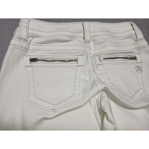 MISS ME: White Jeans with Zipped Back Pockets/Easy Ankle Skinny, Woman Size 26 - Picture 3 of 8